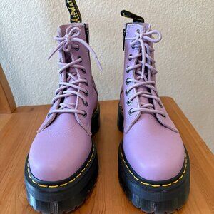 Dr. Martens Jadon III Lilac Pisa Leather Platform Combat Boots W Size 8